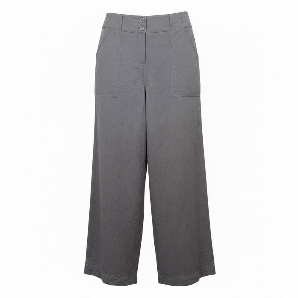 Poetry Linen Viscose Blend US 12 High Rise Wide Leg Pants Grey Minimalist